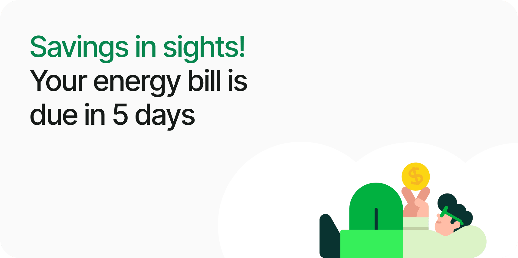 Push notification: your energy bill is due in 5 days