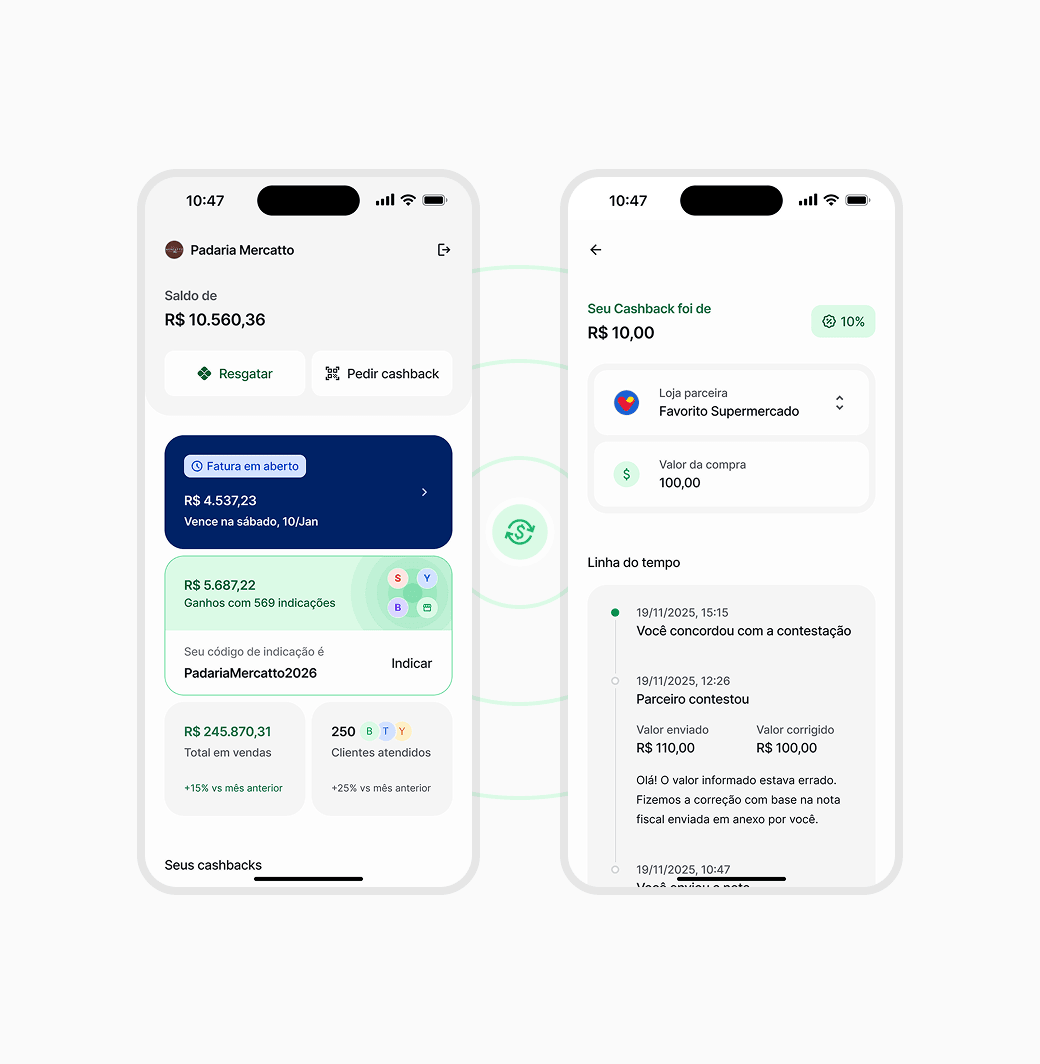 Cashback app for merchants: balance, invoices and a dispute timeline
