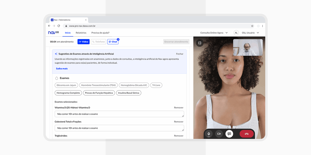 Dasa Nav: telemedicine console with AI-suggested lab tests